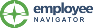Employee Navigator logo featuring a green compass icon on the left and the words employee NAVIGATOR in dark blue to the right.